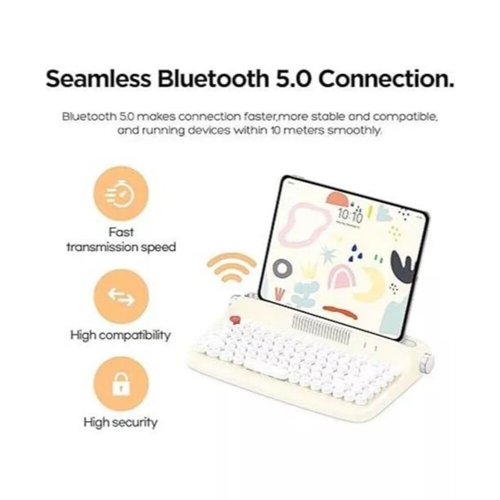 YUNZII ACTTO Wireless Typewriter Keyboard Bluetooth Stand for Tablet, Phone, PC - Picture 3 of 5